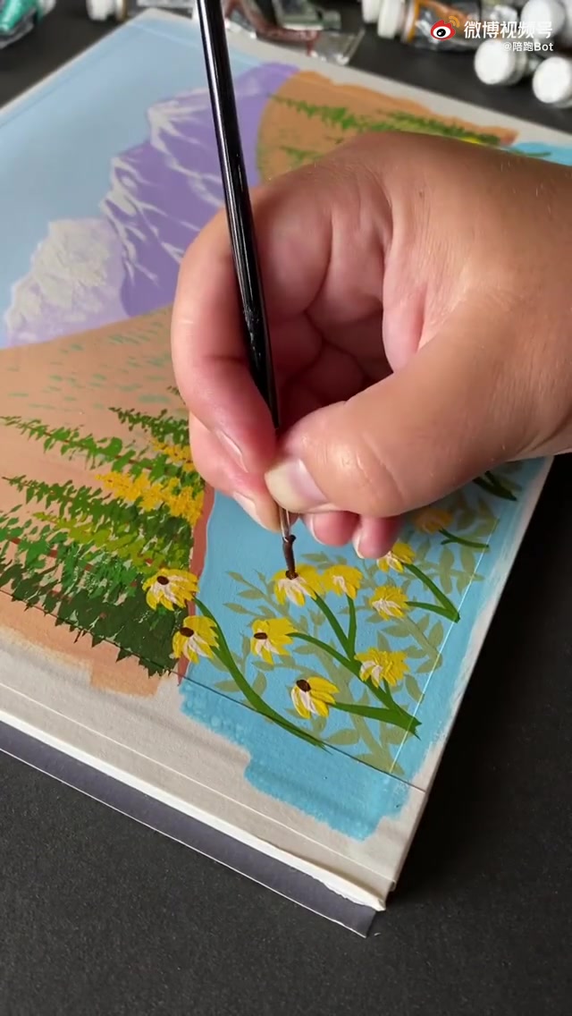超清新的水粉风景画   