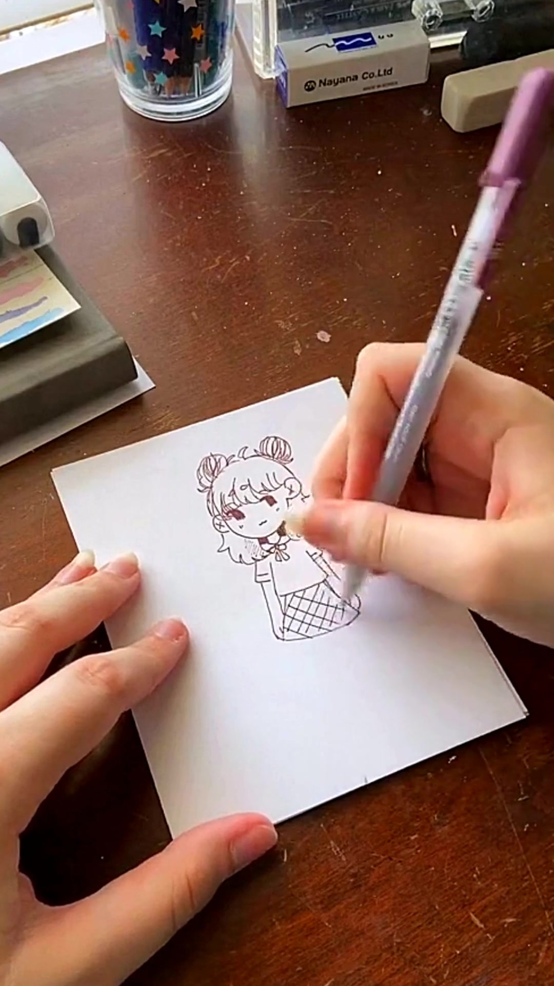 画画是不是很简单?动漫人物画画教程 简单画小女孩 @viviya画画