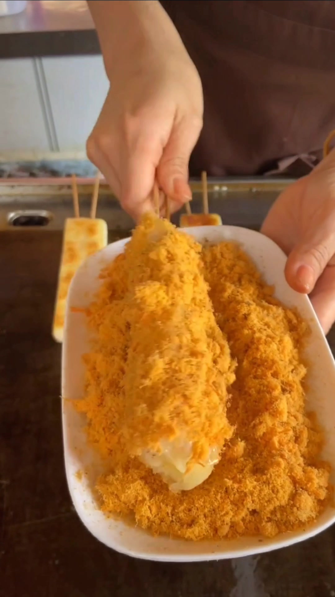 网红小吃脆皮烤年糕