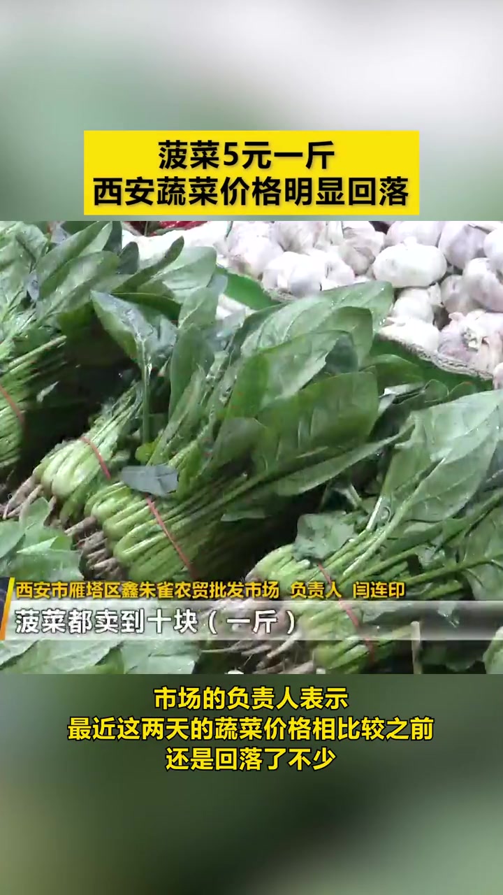 菠菜5元一斤,西安蔬菜价格明显回落