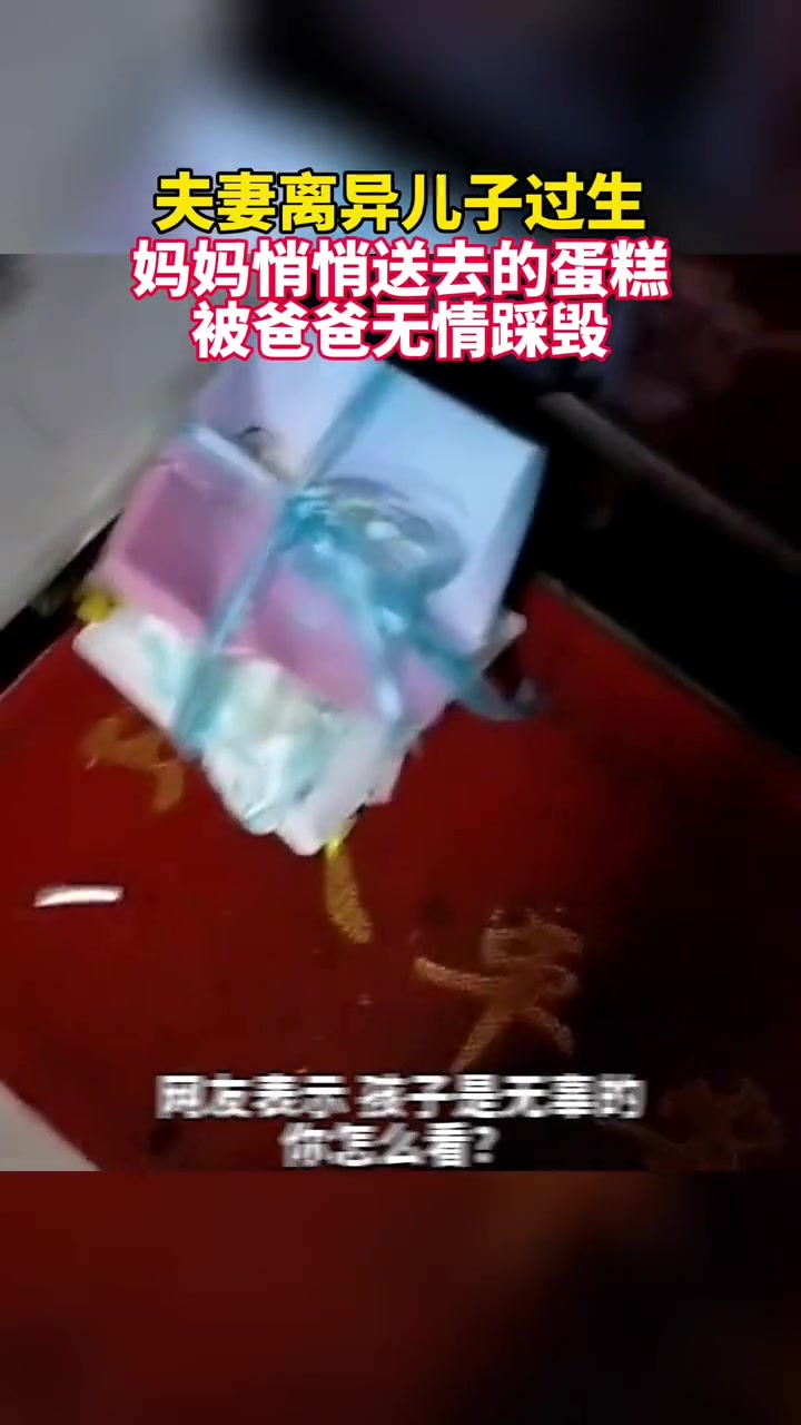 夫妻离异儿子过生日时,妈妈悄悄买了蛋糕放在门口,却被爸爸无情踩毁。你怎么看
