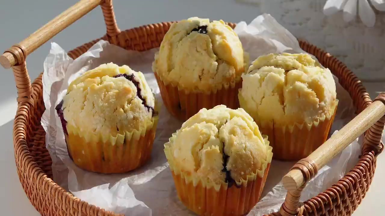 零失败❗️免打发❗️星爸爸同款蓝莓马芬蛋糕 ????会爆浆的蓝莓马芬蛋糕 出炉口感酥脆,做法还超