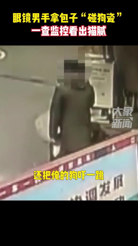 11月17日,河南焦作,眼镜男手拿包子“碰狗瓷”,一查监控看出猫腻,狗子:我太委屈