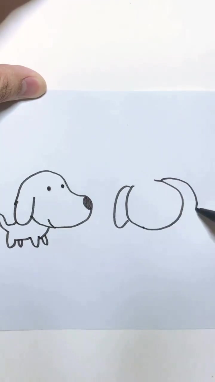 两只小狗,小狗的画法,儿童简笔画,简单的儿童画