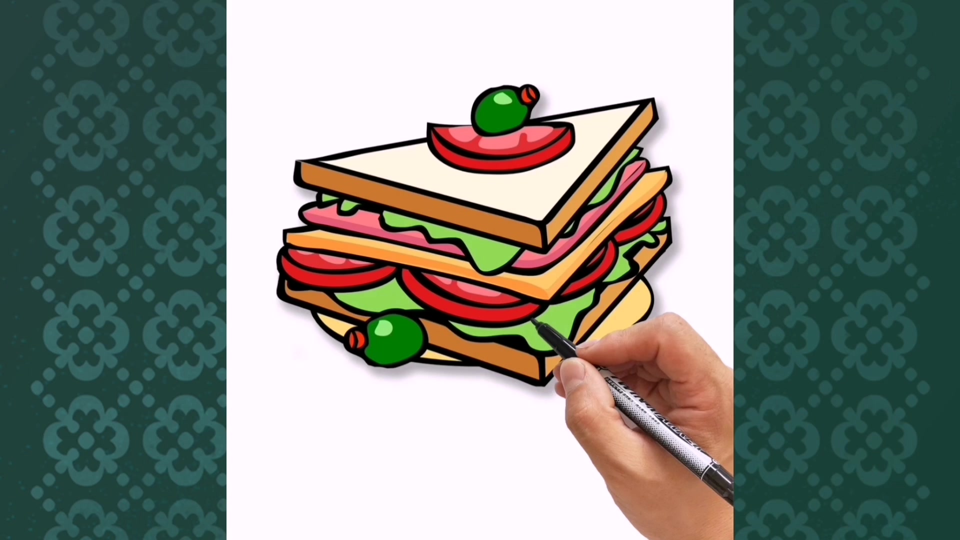 简笔画教程,画三明治