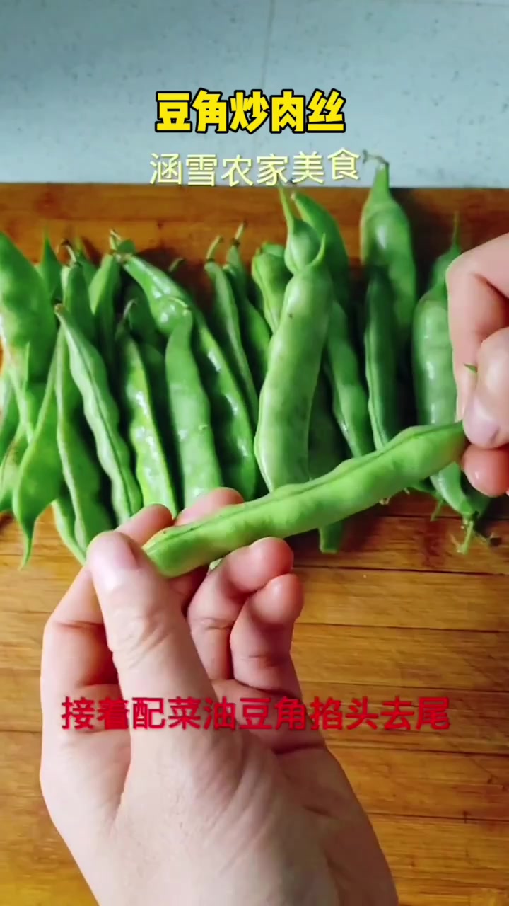 豆角炒肉丝。  