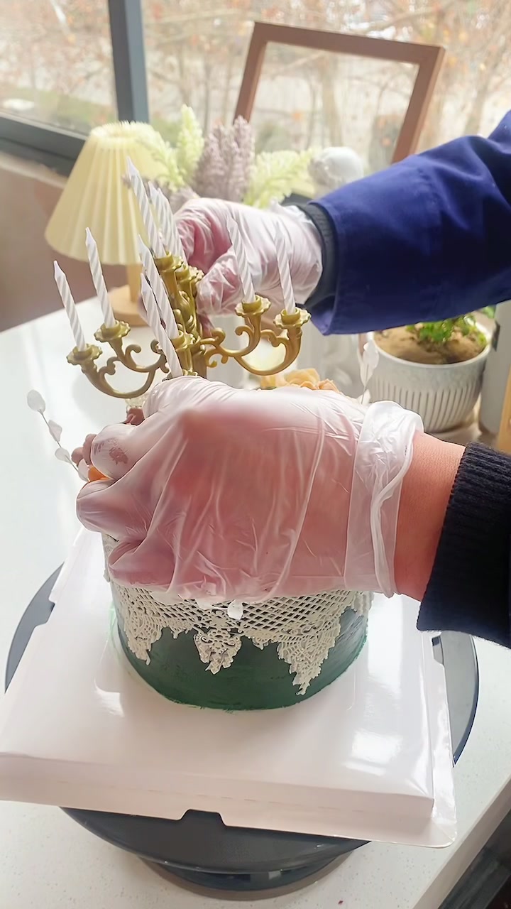 复古配色韩式裱花蛋糕制作过程分享