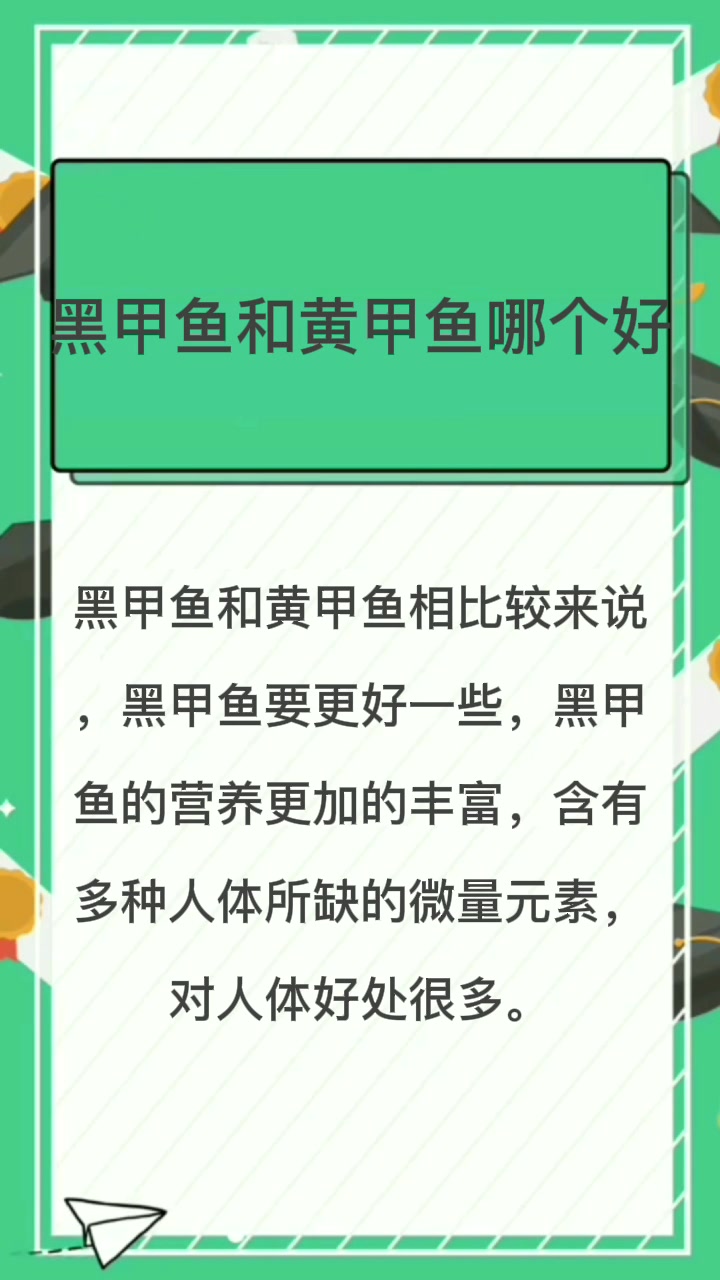 黑甲鱼和黄甲鱼哪个好