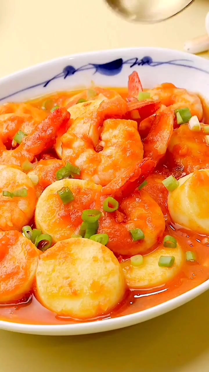 茄汁虾仁烧豆腐～