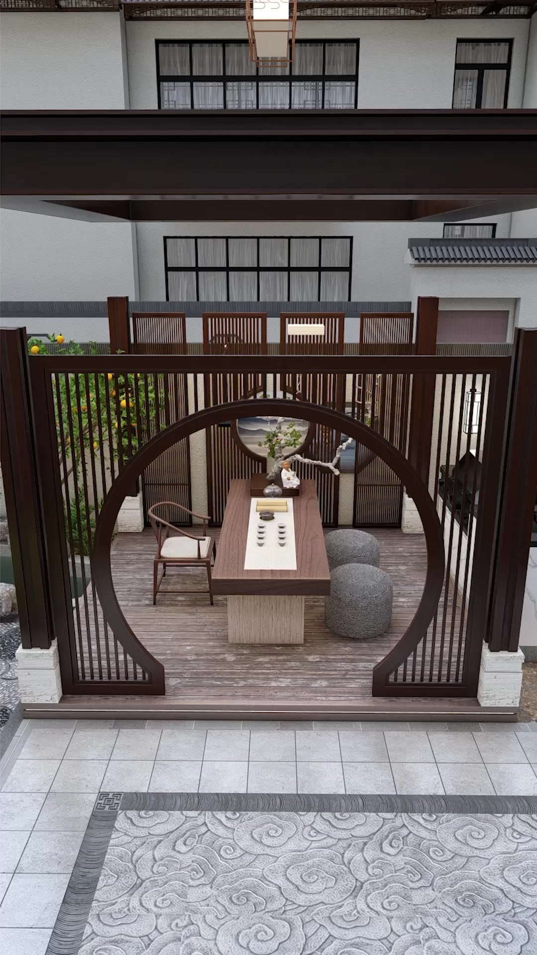 韵味十足的鱼池庭院设计方案今天它来啦 #庭院# #庭院花园设计# #庭院设计# #别墅庭院