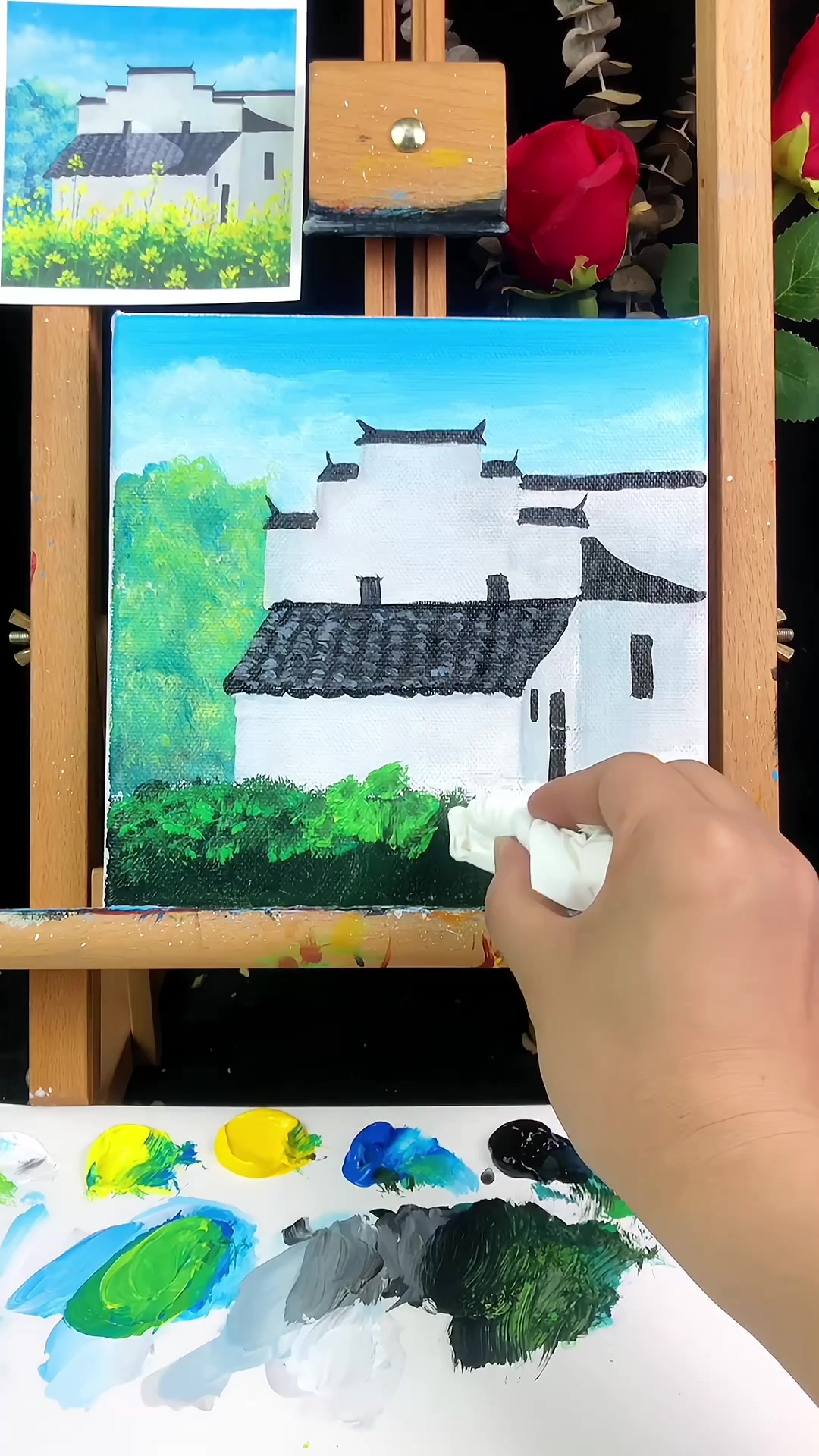 春天来了,当然要有油菜花!棉签画