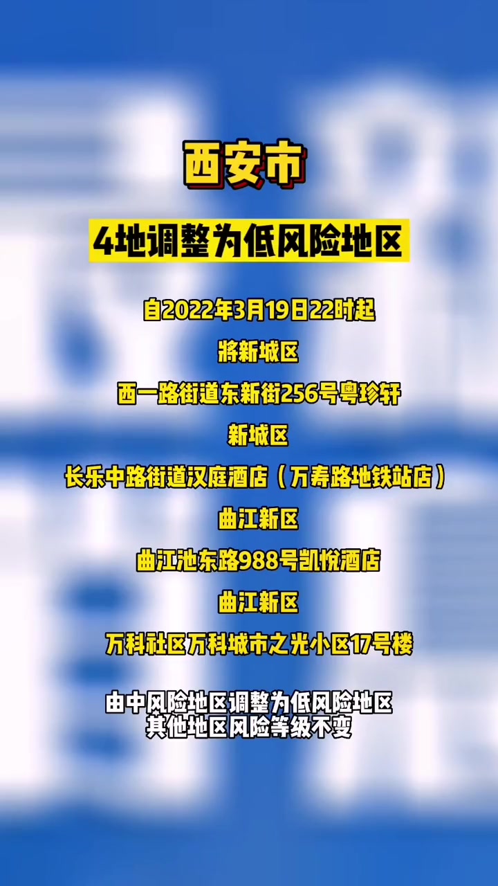 西安市4地调整为低风险地区,目前共有11个中风险地区