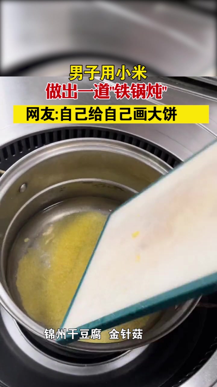 辽宁营口 男子用小米做出一道“铁锅炖”,网友:自己给自己画大饼