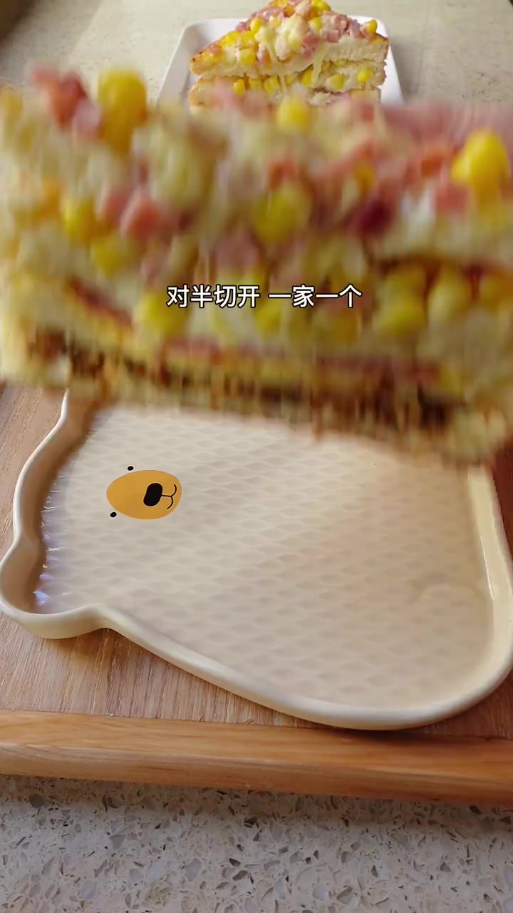 和女儿的早餐|玉米肉松三明治山药苹果羹