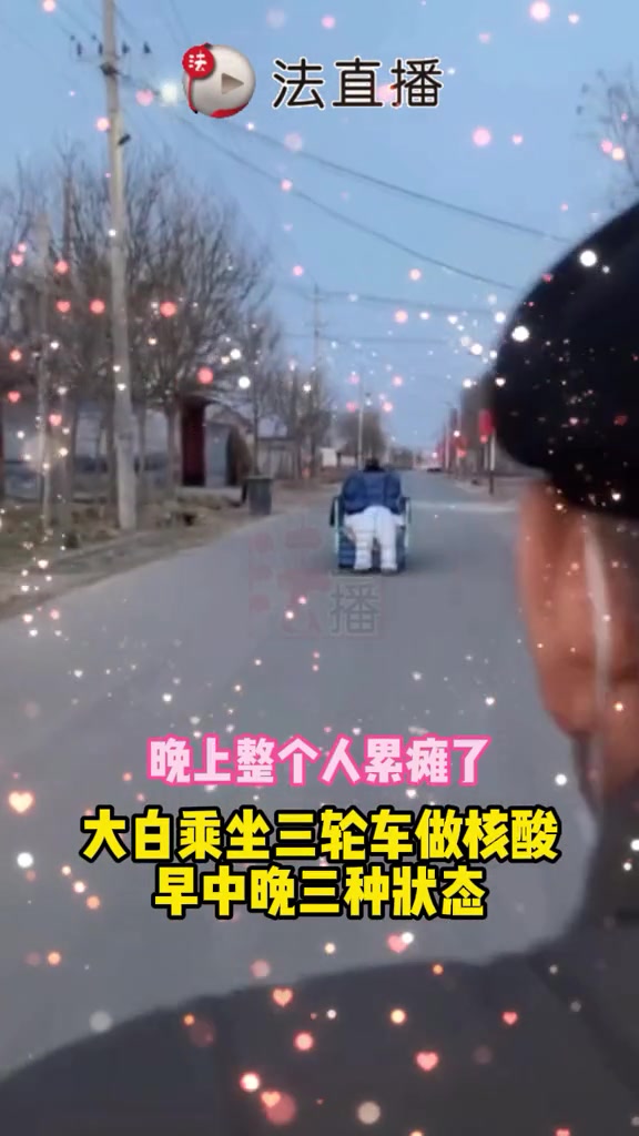 大白乘坐三轮车做核酸早中晚三种状态 疫情 心疼