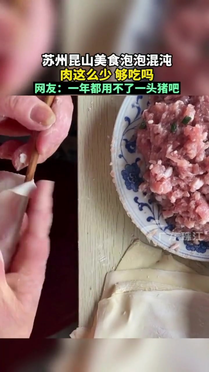 苏州昆山美食泡泡混沌,肉这么少够吃吗?网友:一年都用不了一头猪!苏州 美食 馄饨