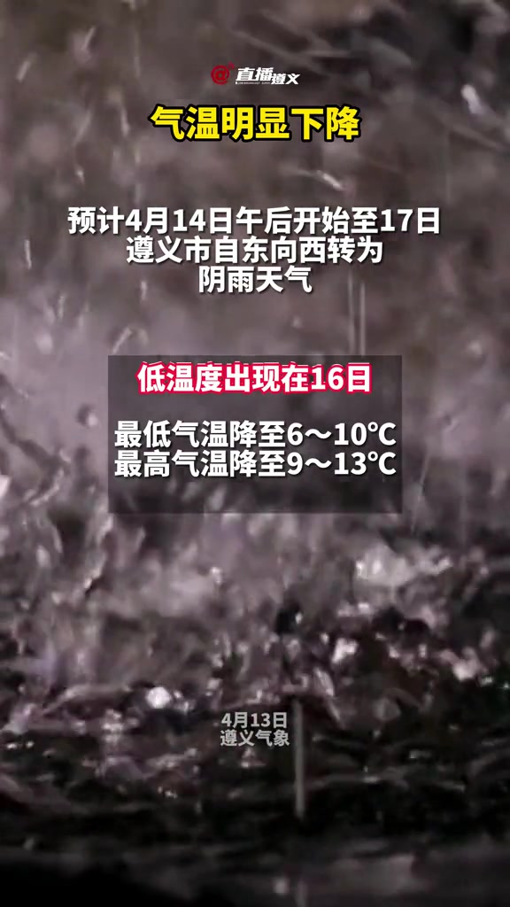 未来受较强冷空气影响,遵义气温明显下降 天气预报