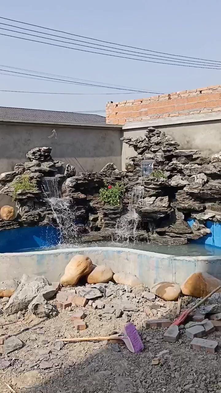 庭院假山英石假山瀑布锦鲤鱼池假山制作