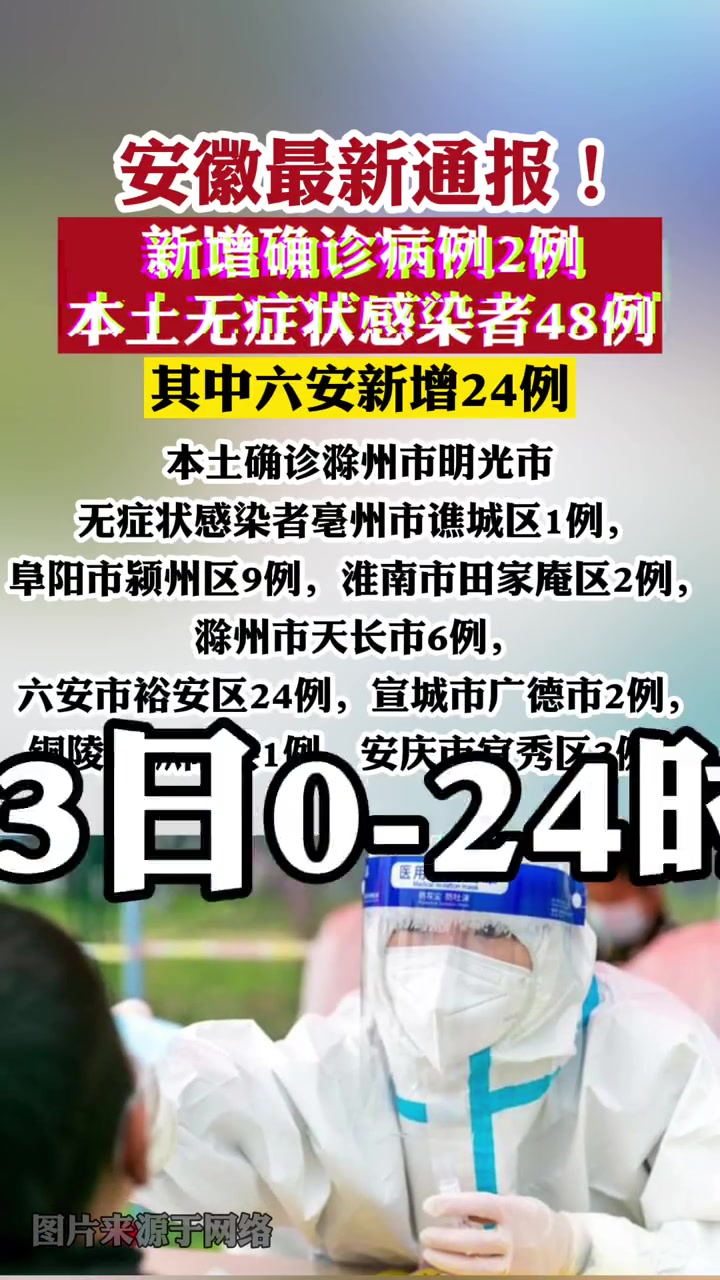 安徽最新通报!新增确诊病例2例,本土无症状感染者48例!六安 滁州 亳州 天长 宣城 安庆