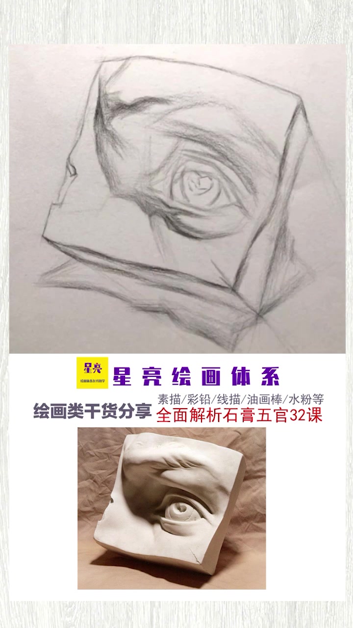 素描石膏五官眼睛绘画