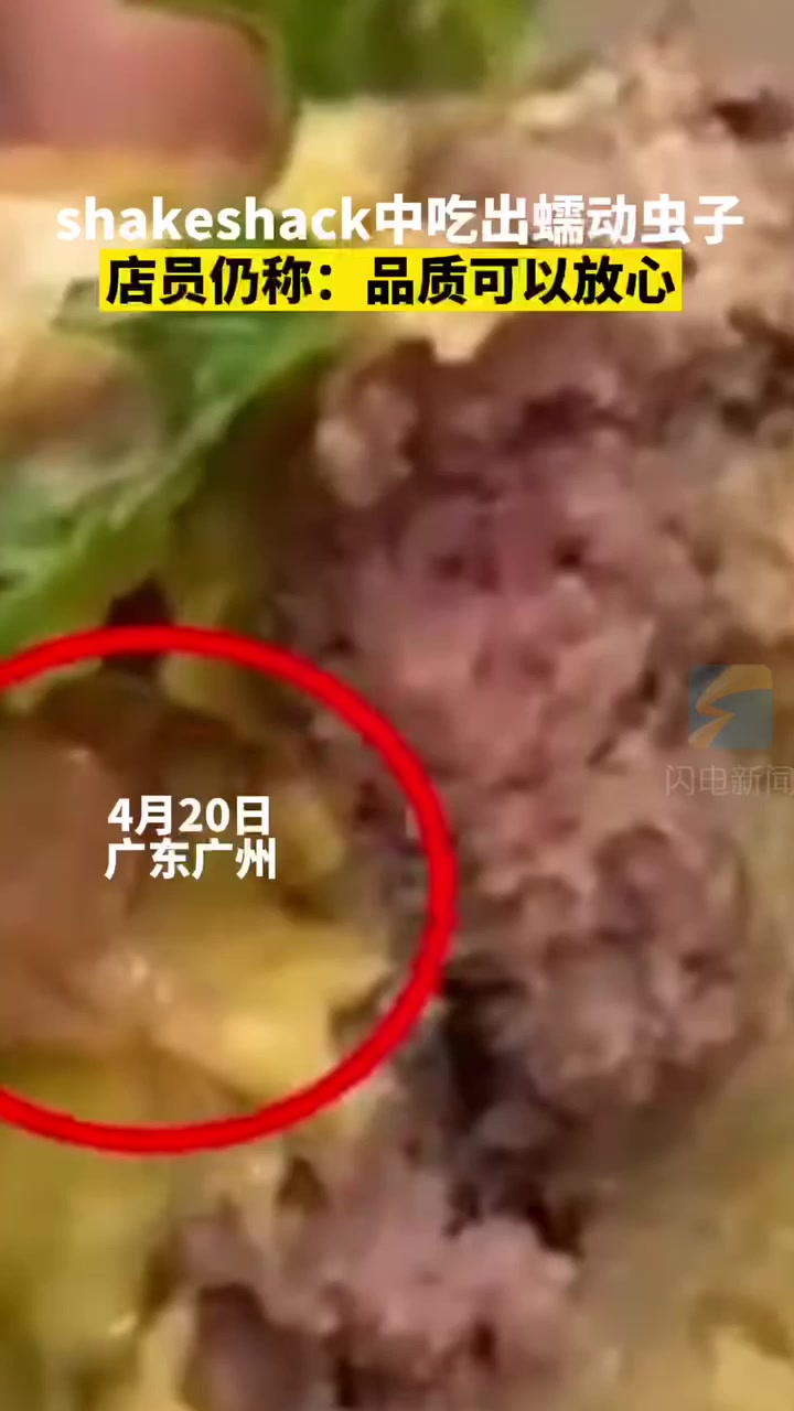 网红汉堡shakeshack中吃出蠕动虫子 店员:正调查处理中 品质可以放心