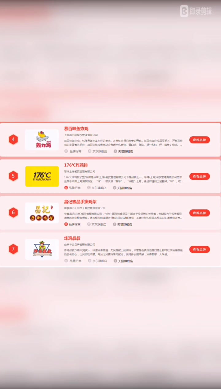 炸鸡加盟十大排行榜