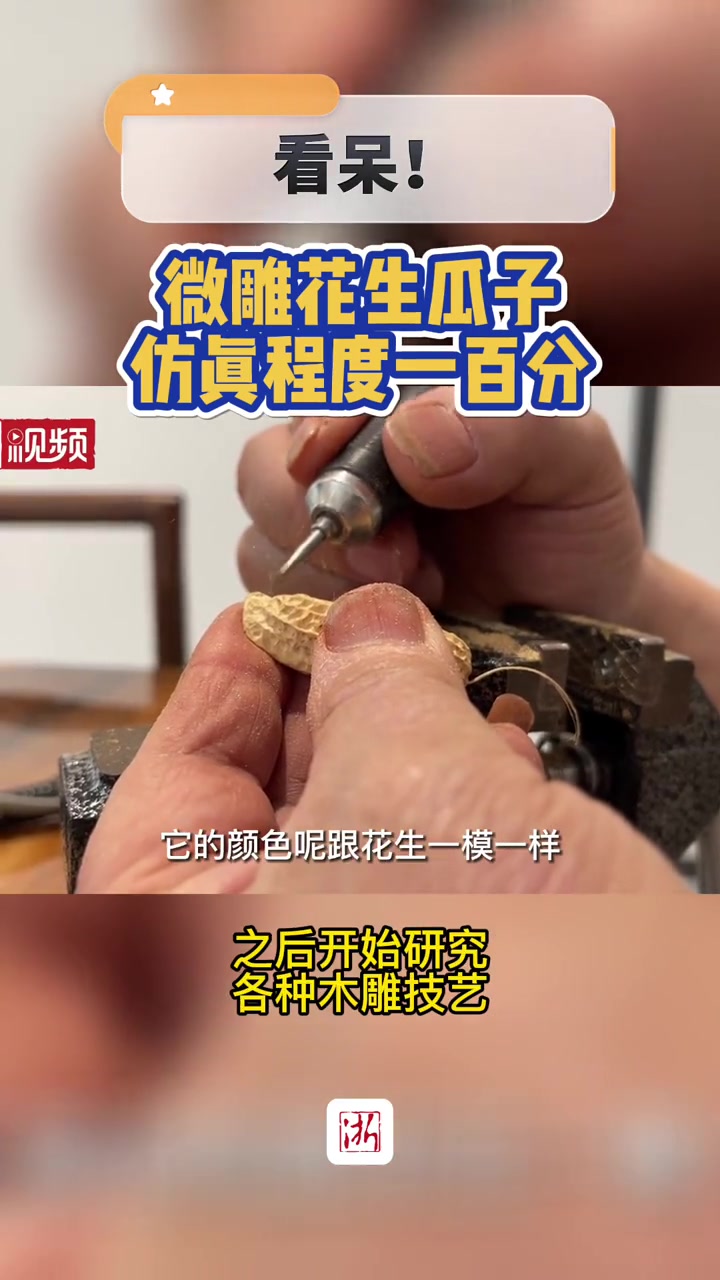 看呆!微雕花生瓜子 仿真程度一百分 木雕微雕