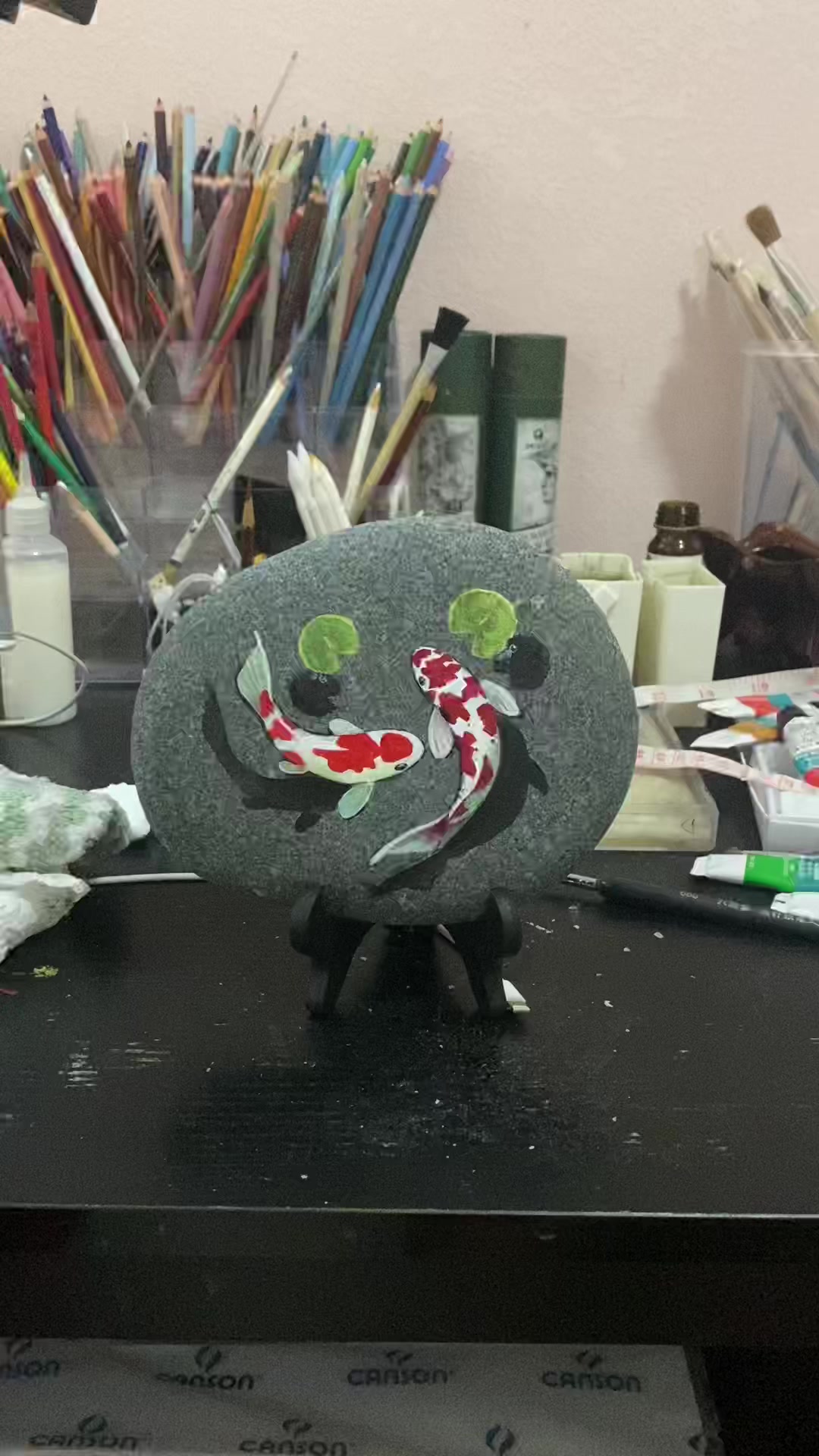 锦鲤鱼石头画,祝大家年年有余,双双对对