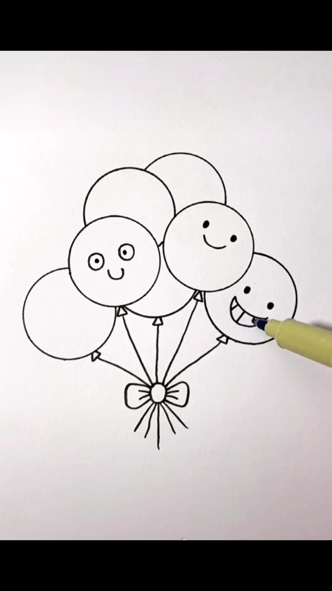 气球简笔画,祝大家儿童节快乐!