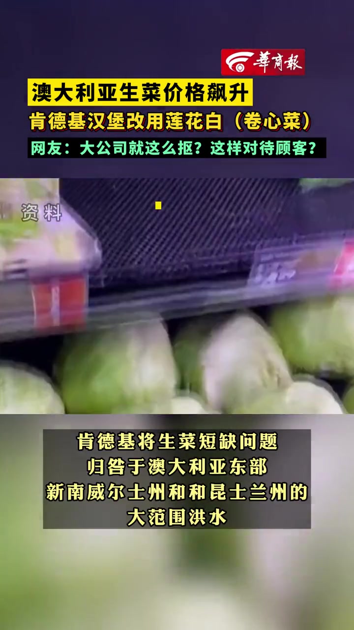 澳大利亚生菜价格飙升 肯德基汉堡改用莲花白(卷心菜)网友:大公司就这么抠?这样对待顾客?
