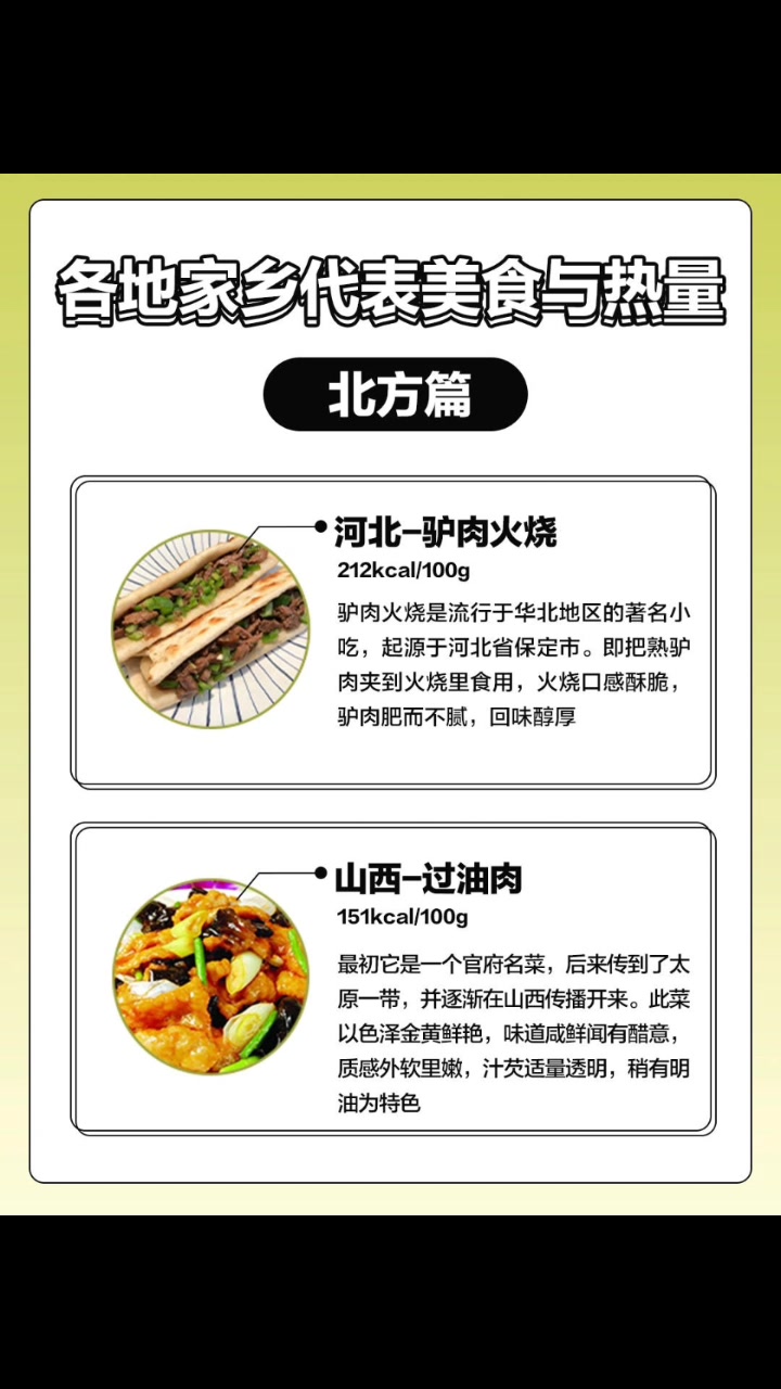 家乡特色美食热量表