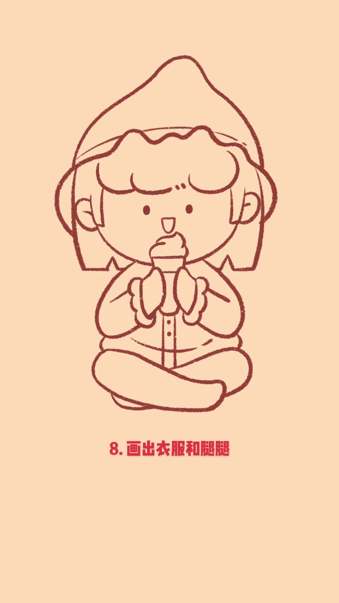 简笔画教程:画一个坐在奶油蛋糕上的可爱女生