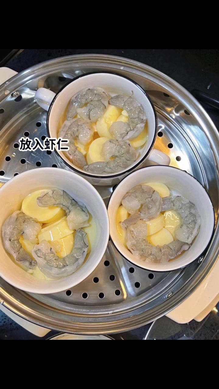 花椰菜虾仁豆腐蒸蛋!