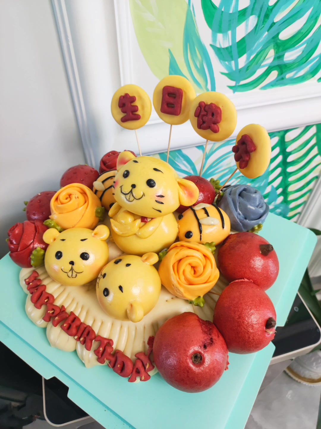 给小朋友做的中式蛋糕生日花馍,小朋友可太喜欢了