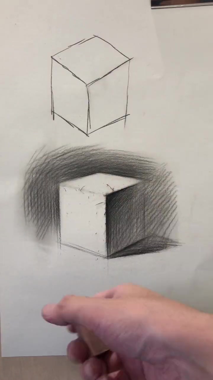 初学素描的同学要从正方体开始学哦