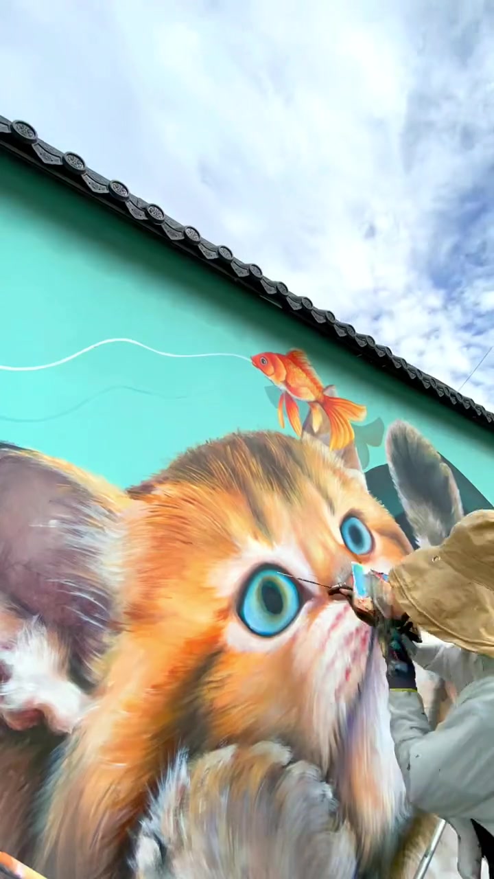 帮村长画了幅画,收获了一盘小龙虾-墙绘壁画