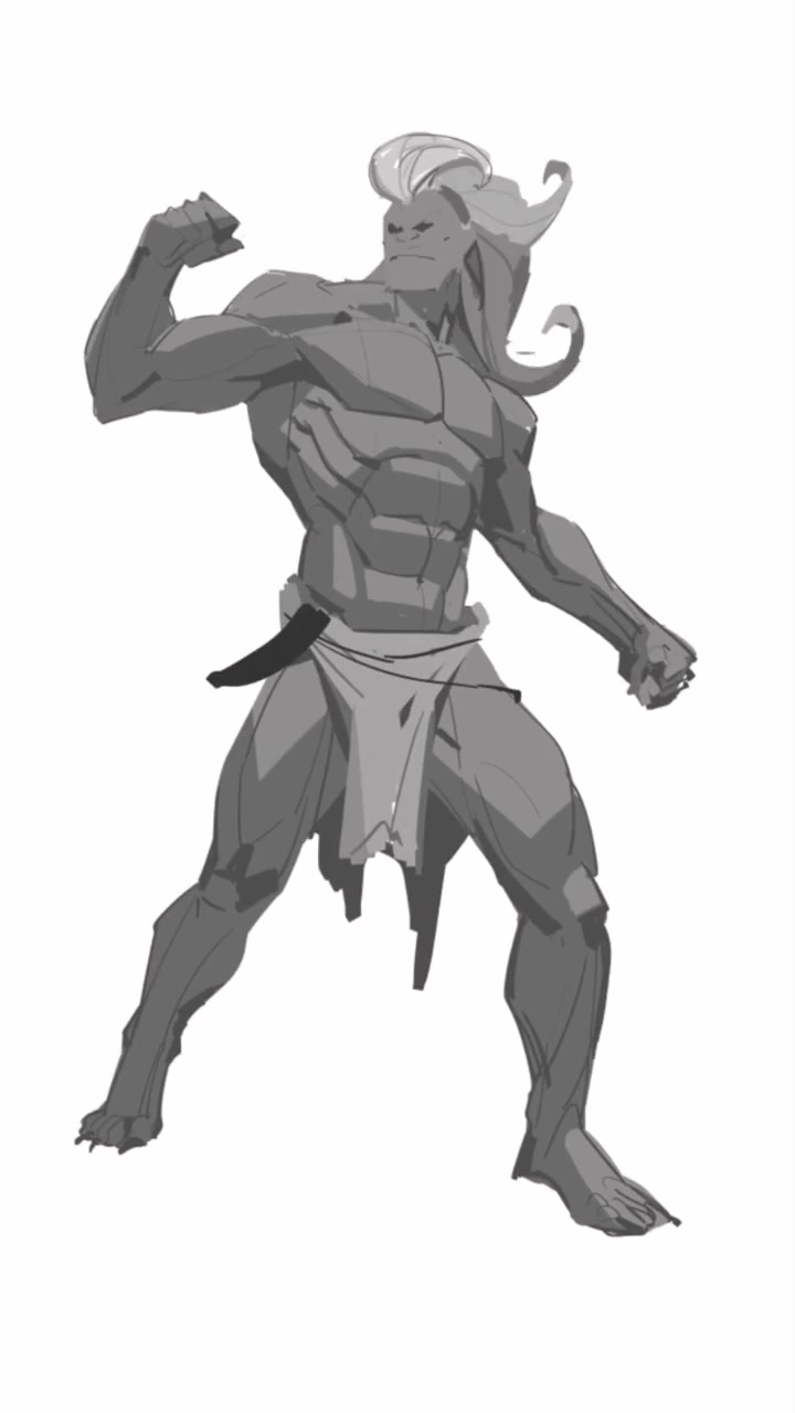 画这种肌肉结构,兽人设定对肌肉结构的理解要透～