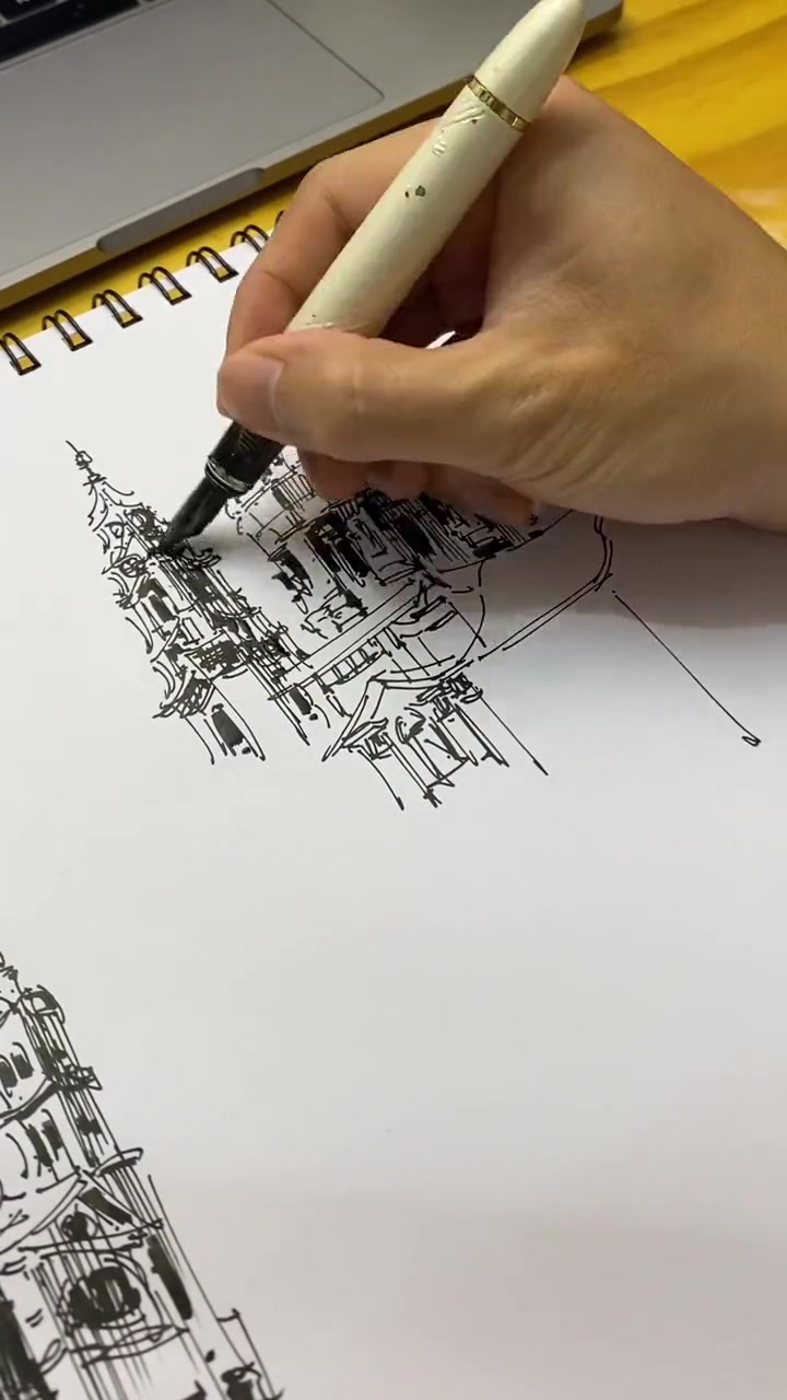 欧式建筑小练习速写画画钢笔画