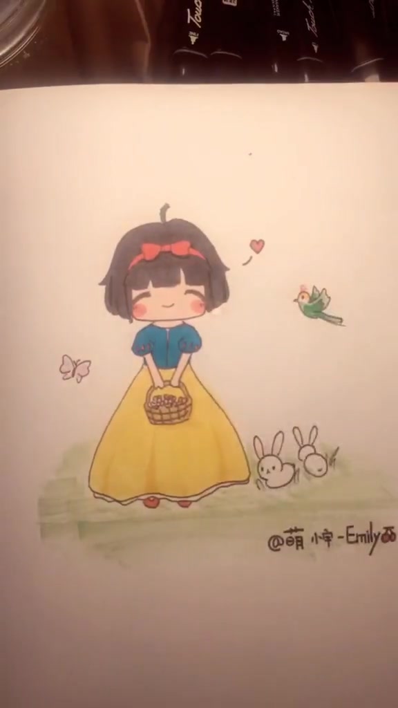 萌哒哒的白雪公主,手绘