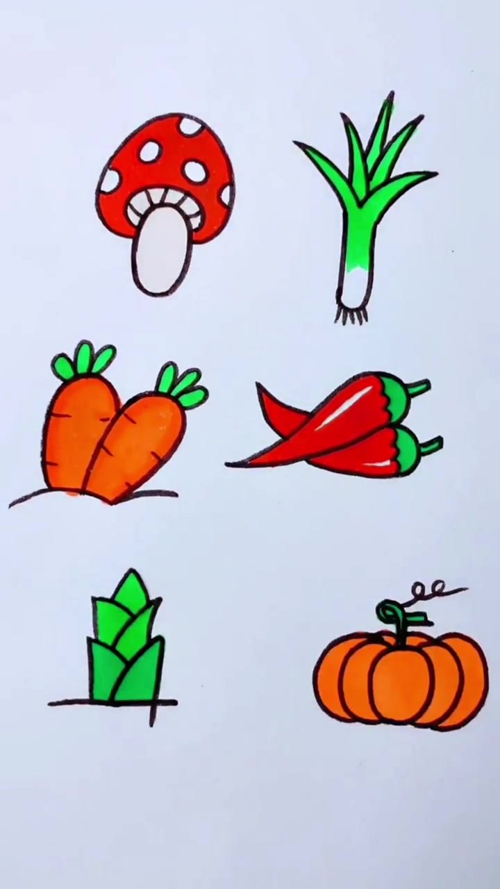 幼儿园简笔画蔬菜,用数字画蔬菜