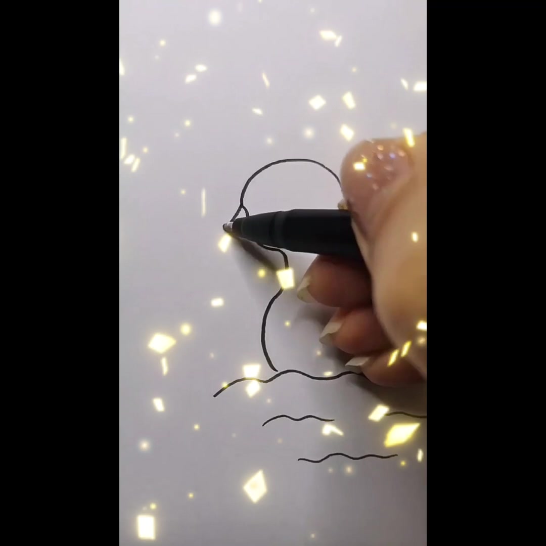 简笔画可爱的小鸭子戏水