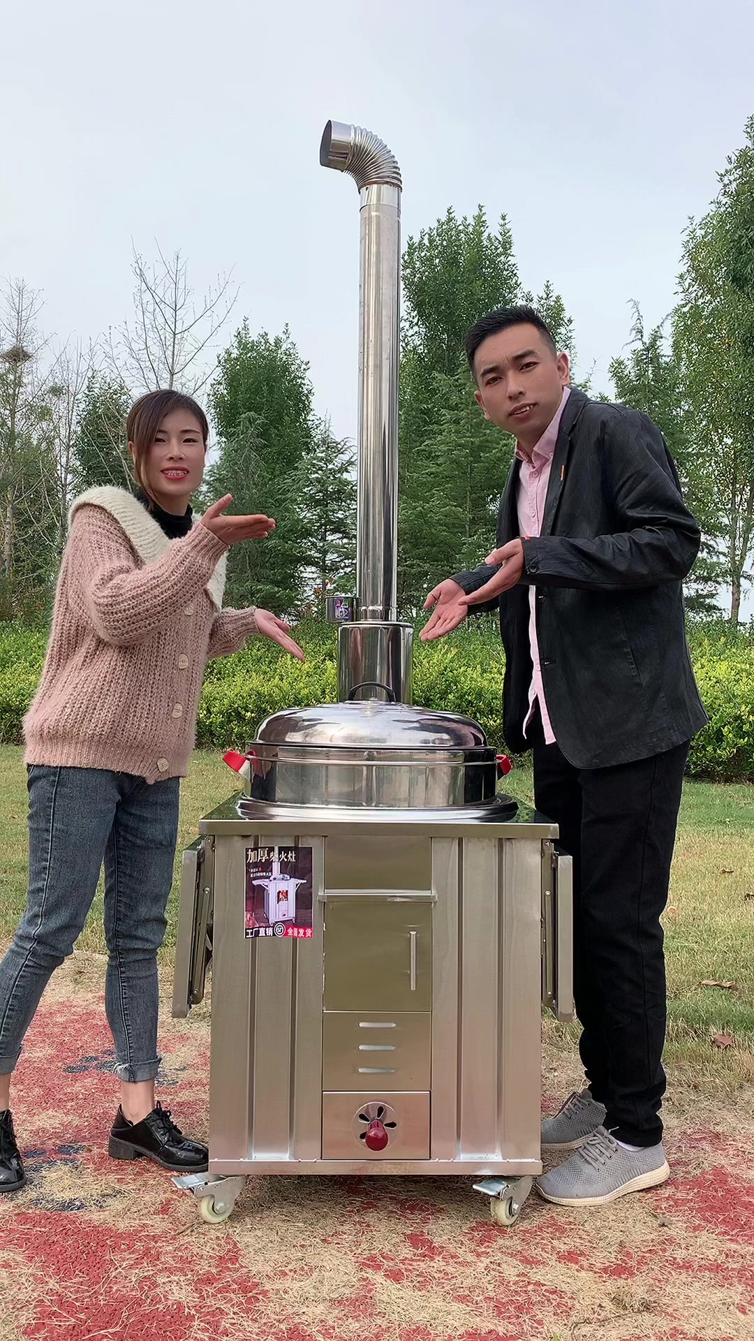 移动不锈钢灶台发货佩带山东大铁锅,不锈钢锅盖烟筒水箱可蒸馒头