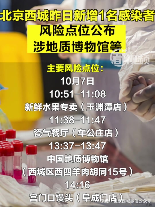 北京西城昨日新增1名感染者,风险点位公布