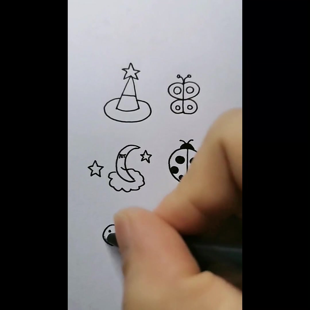 ABCDEF画卡通动物图案简笔画超级好看