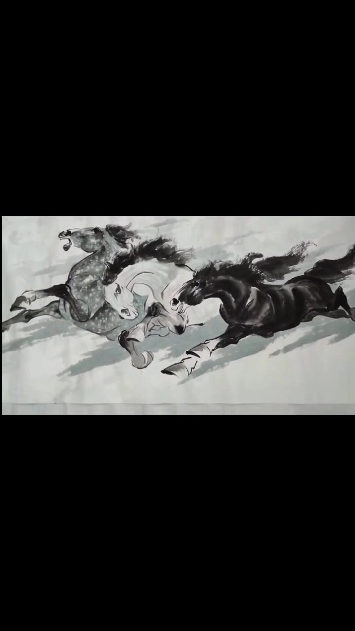 刘启昌老师水墨画马作品
