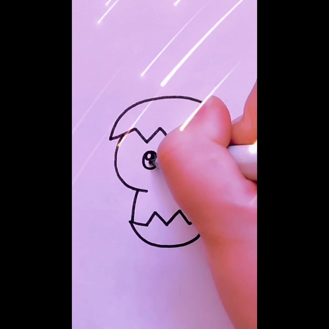 简笔画呆萌可爱小鸡孵化出壳
