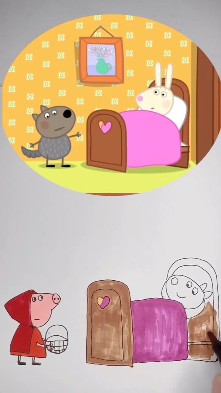 小猪佩奇小红帽动画简笔画