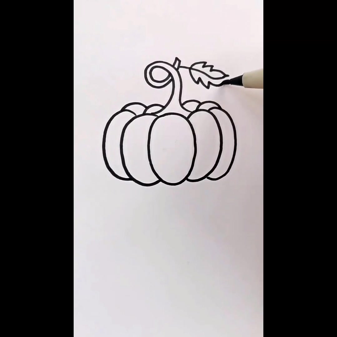 简笔画圆南瓜祝大家团团圆圆