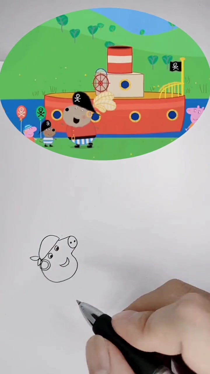 简笔画小猪佩奇生日派对简笔画