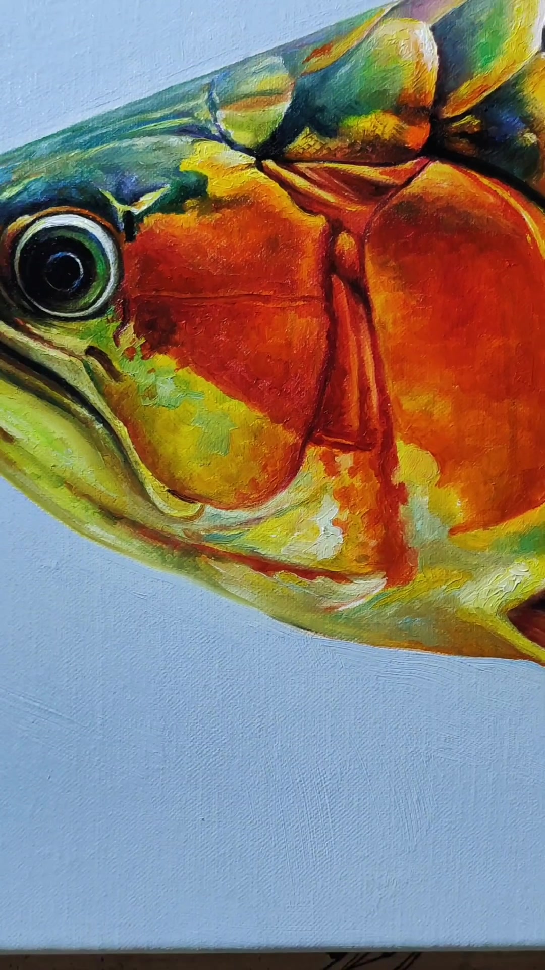 油画龙鱼,朱义林手绘龙鱼